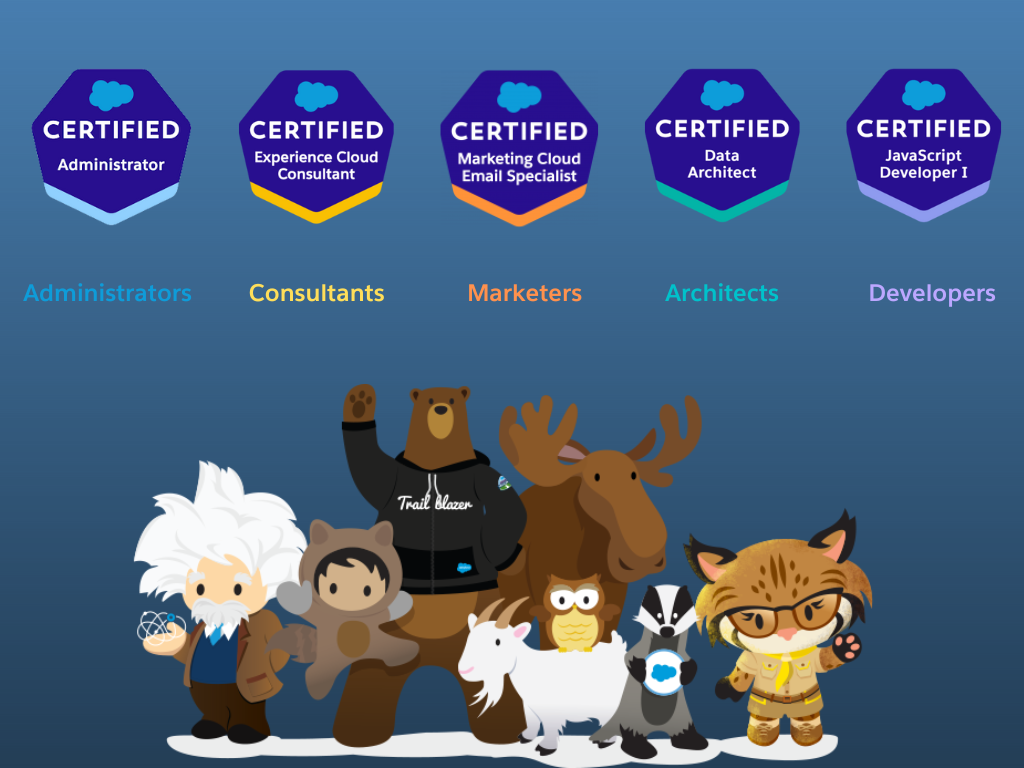 Salesforce Certified community differentiate the certificate logo colour based on roles
